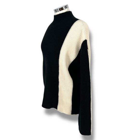 Commense Miss Paris Black White Colorblock Ribbed Knit Sweater Size Small - Picture 4 of 16
